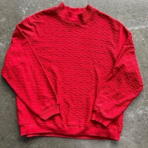 Vintage Blair Red Size Medium Mock Neck Textured Sweater Crewneck